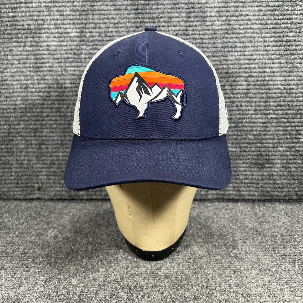Buffalo Mountain Hat Cap Mens Snap Back Mesh Trucker LRD Apparel Blue Gray